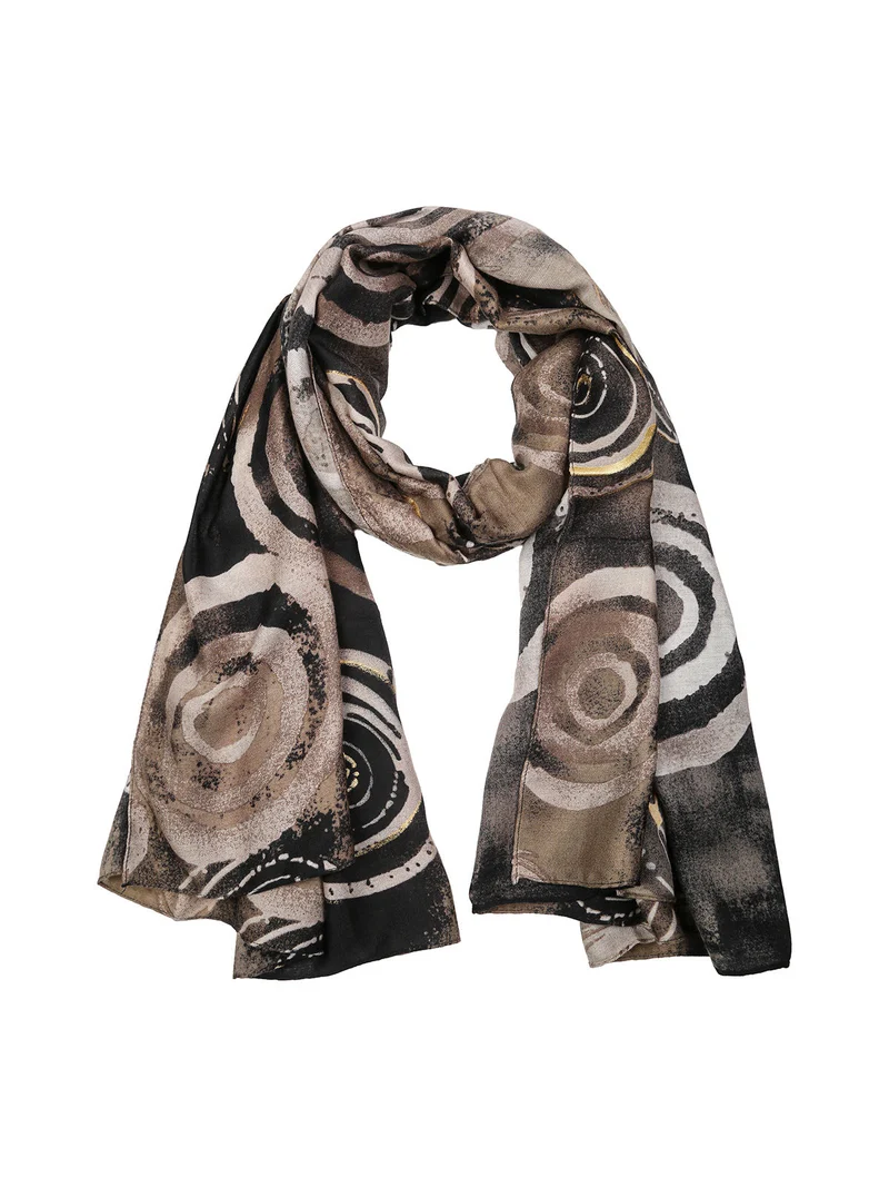 Sciarpa donna in viscosa a fantasia multicolore - taupe