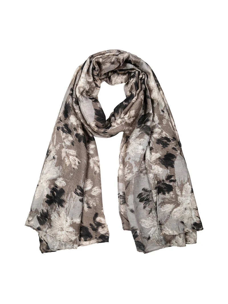 Sciarpa donna in viscosa con stampe - grigio