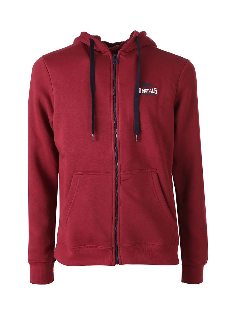 Felpa pesante da uomo con cappuccio e zip - bordeaux