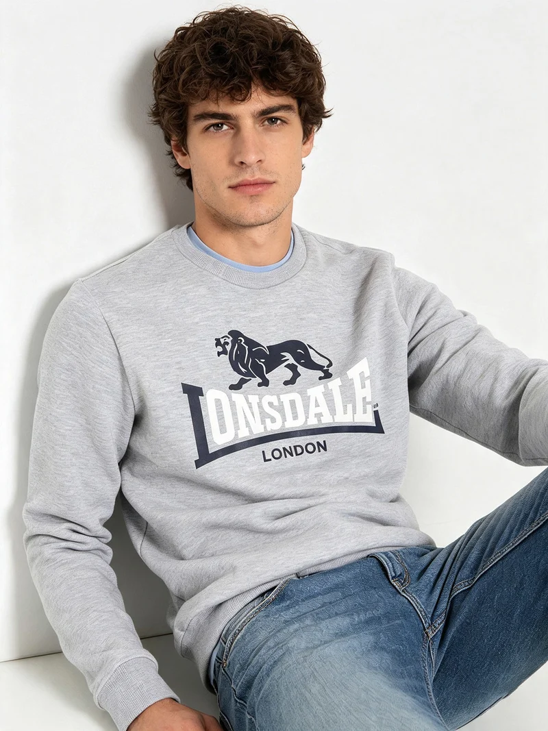 Felpa girocollo da uomo con logo e interno felpato - grigio