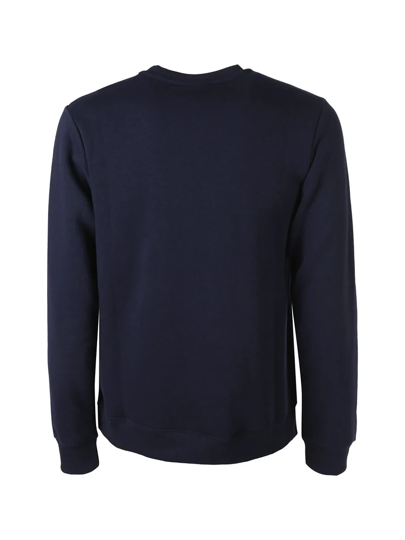 Felpa girocollo da uomo con logo e interno felpato - blu scuro