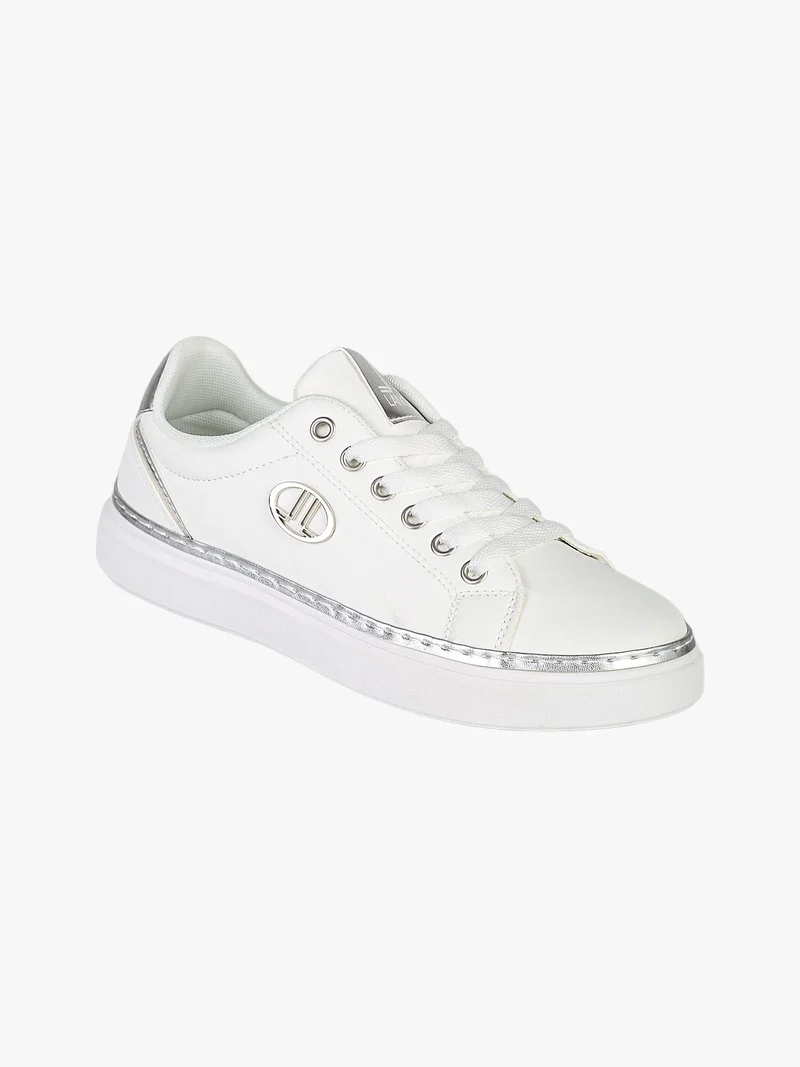Sneakers donna stringate con dettaglio logo - argento