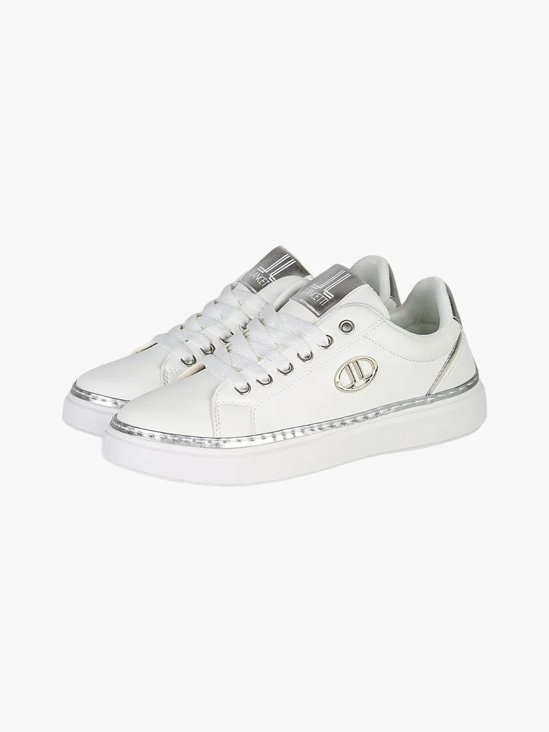 Sneakers donna stringate con dettaglio logo - argento