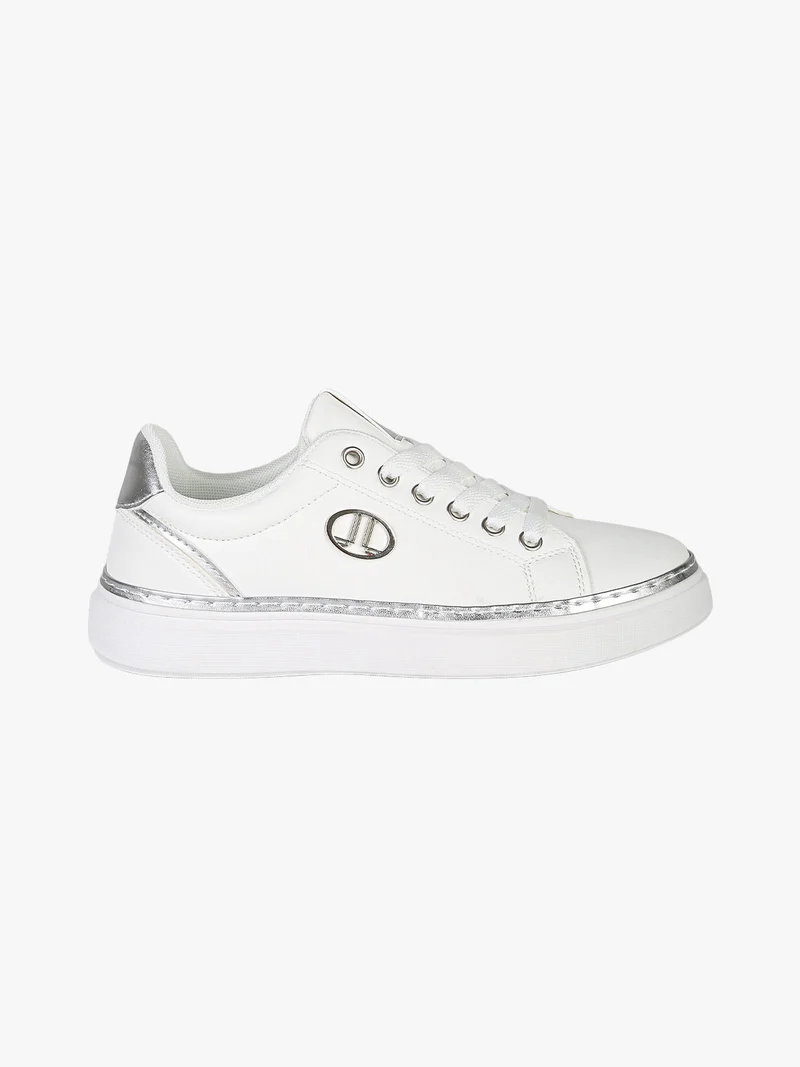 Sneakers donna stringate con dettaglio logo - argento