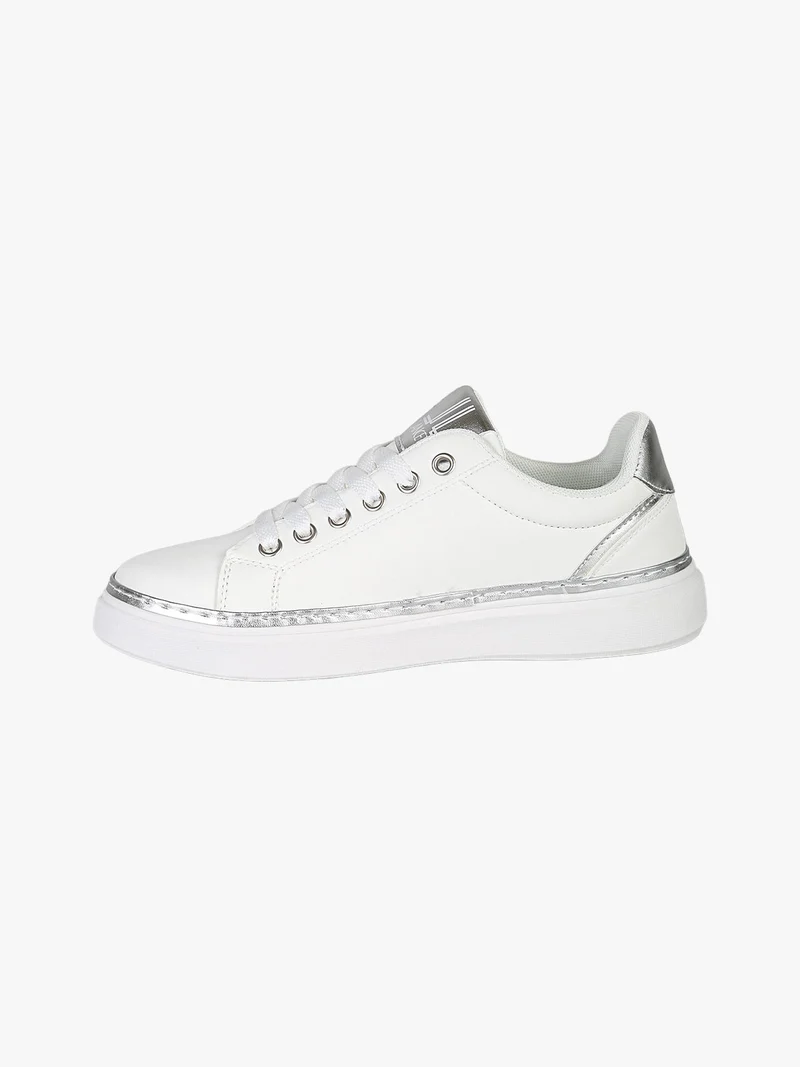 Sneakers donna stringate con dettaglio logo - argento