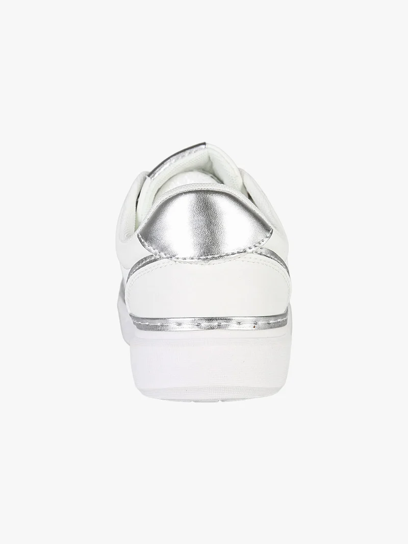 Sneakers donna stringate con dettaglio logo - argento