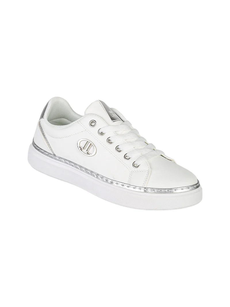 Sneakers donna stringate con dettaglio logo - argento