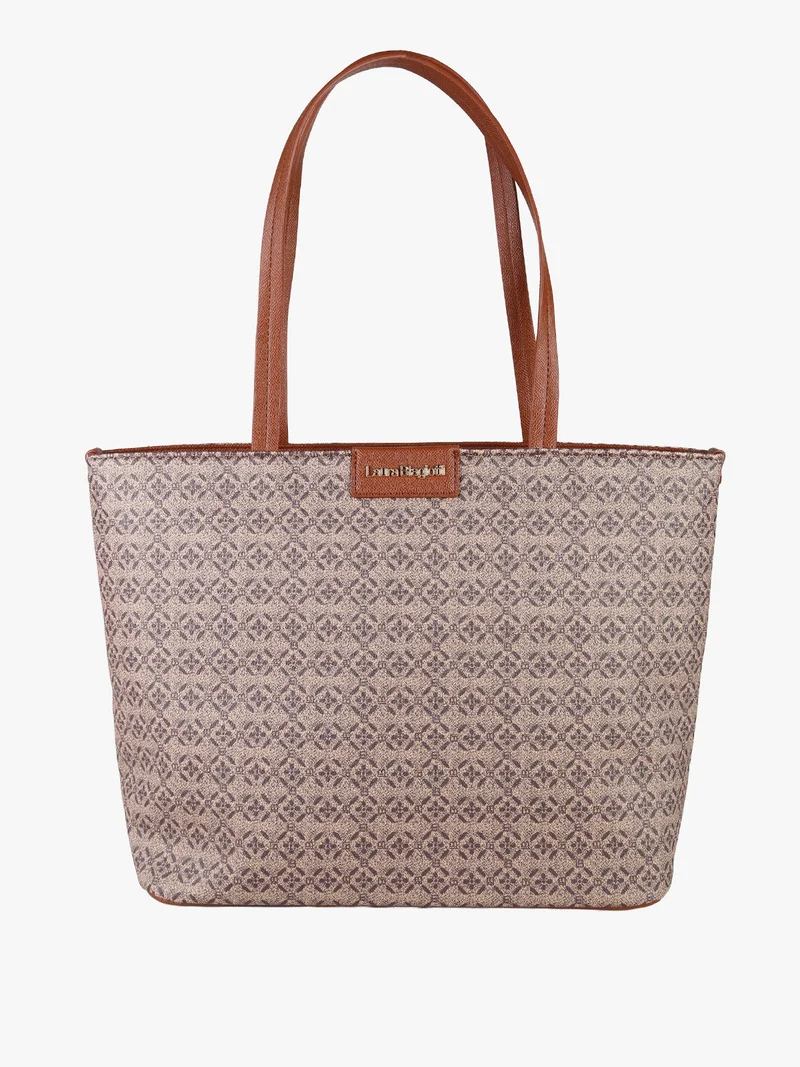 Borsa a spalla da donna in ecopelle con stampe - cuoio