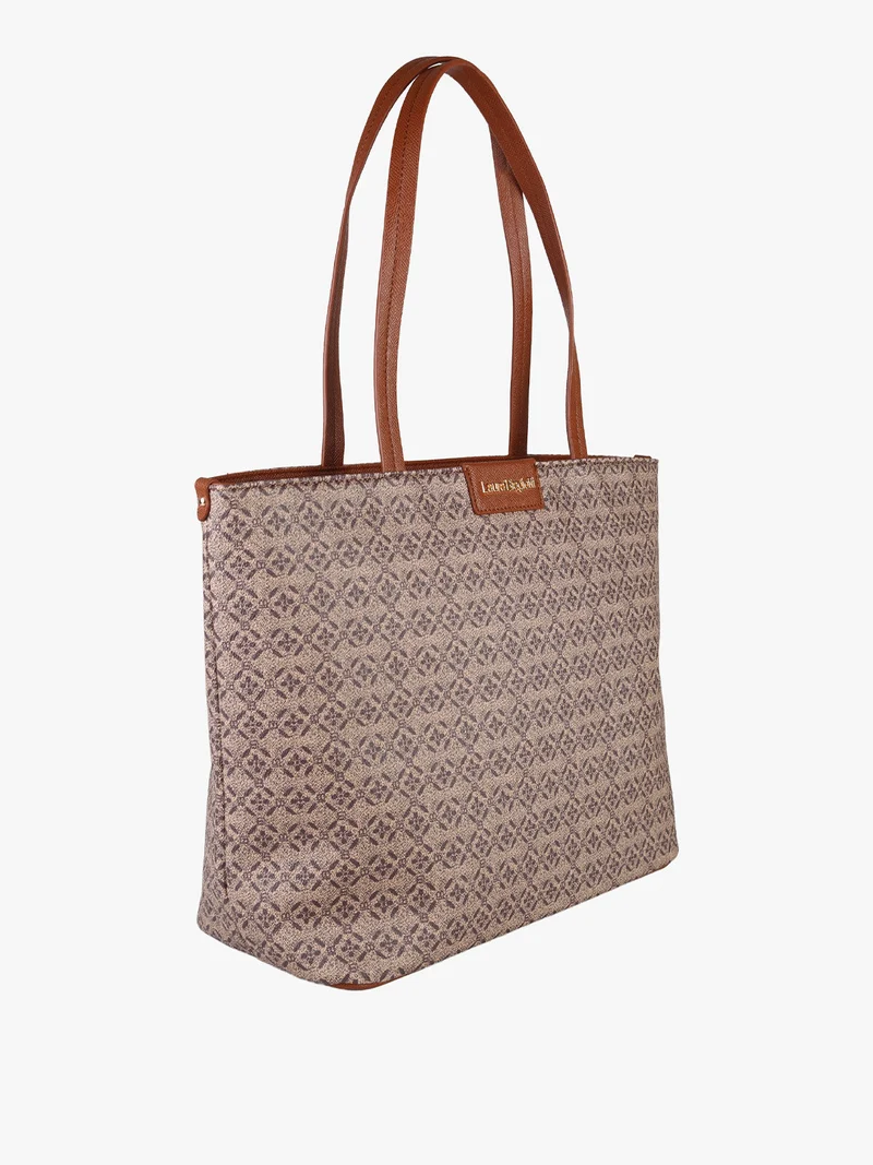 Borsa a spalla da donna in ecopelle con stampe - cuoio
