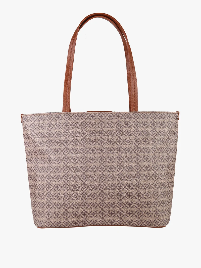 Borsa a spalla da donna in ecopelle con stampe - cuoio