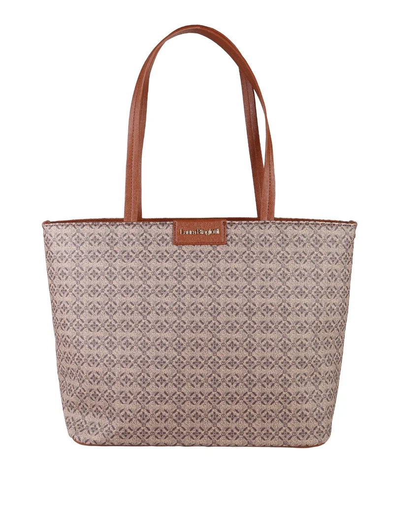 Borsa a spalla da donna in ecopelle con stampe - cuoio