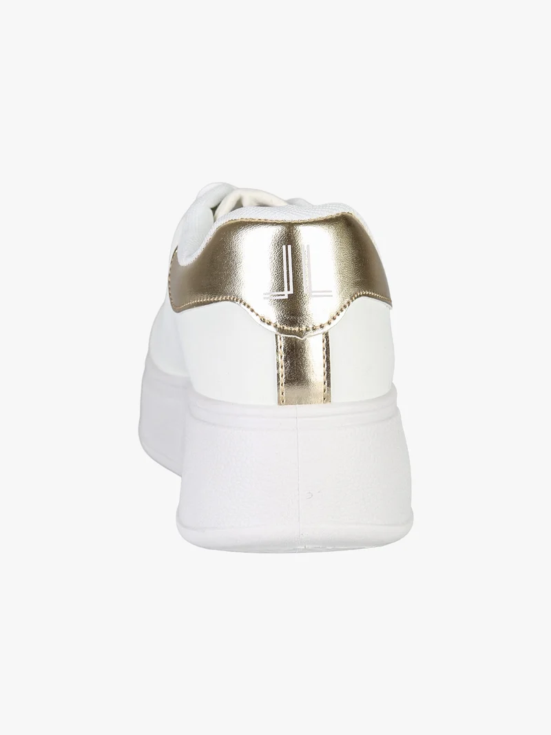 Sneakers donna gioiello in ecopelle con platform - bianco