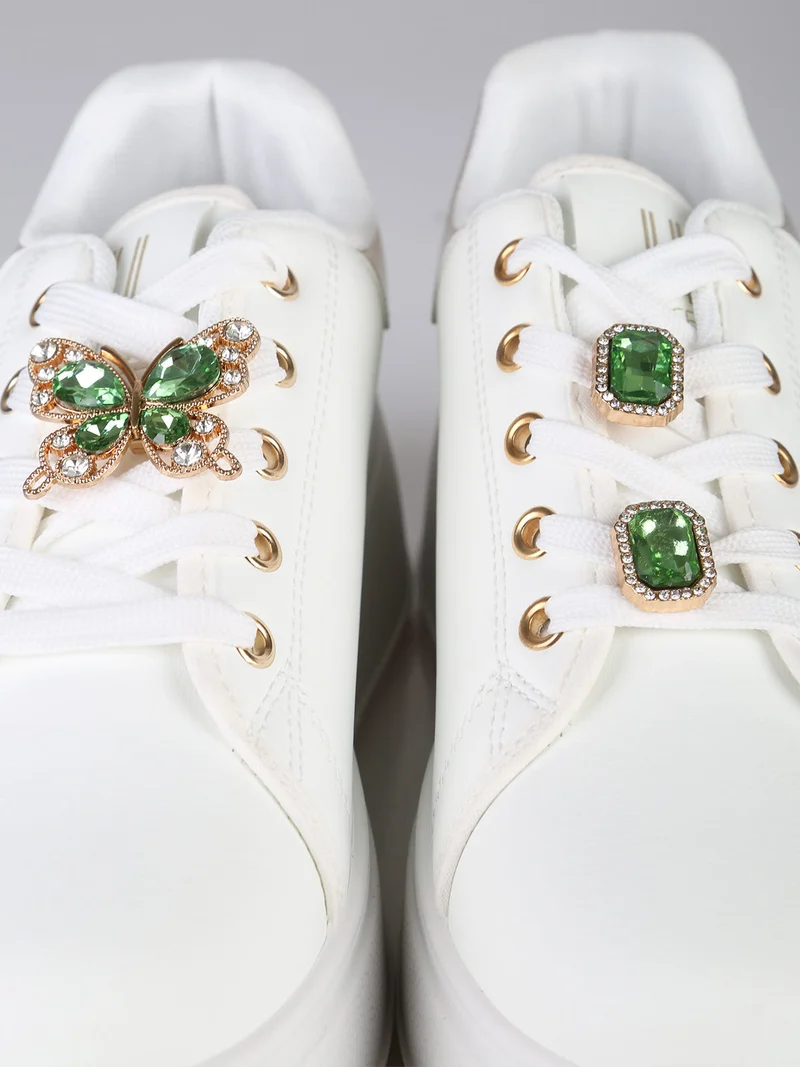Sneakers donna gioiello in ecopelle con platform - bianco