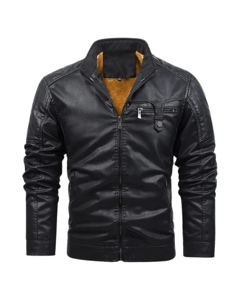 Retro Fleece Lined Leather Jacket