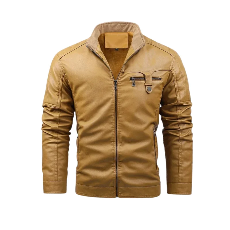 Retro Fleece Lined Leather Jacket