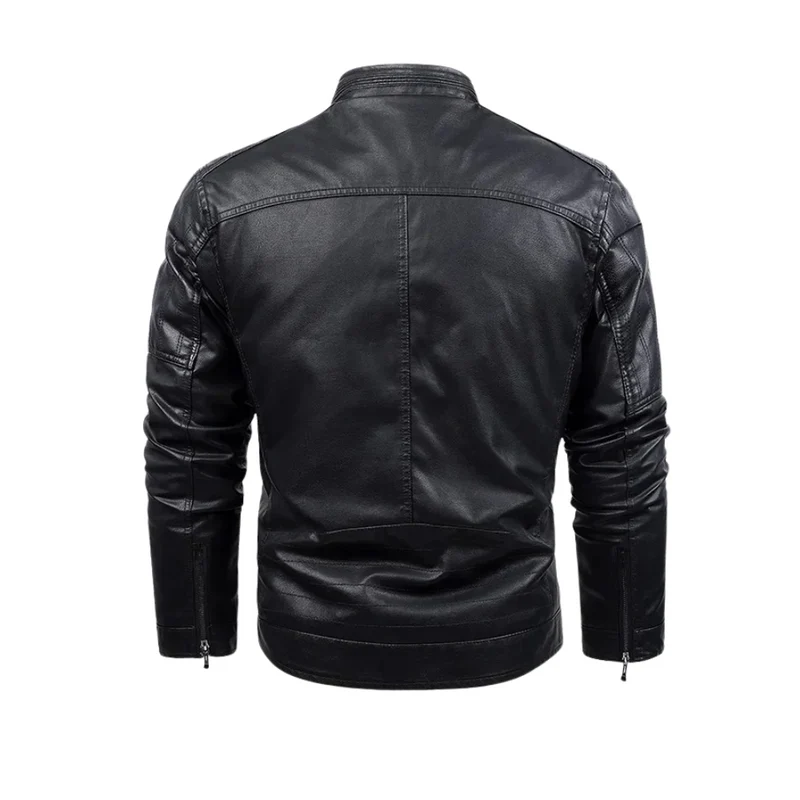 Retro Fleece Lined Leather Jacket