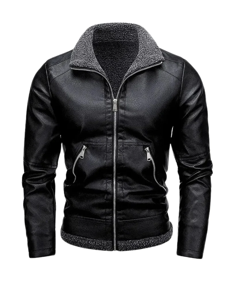 Elegant Fleece Leather Jacket