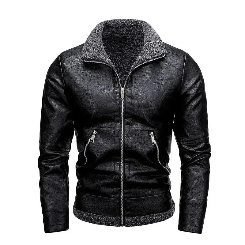 Elegant Fleece Leather Jacket