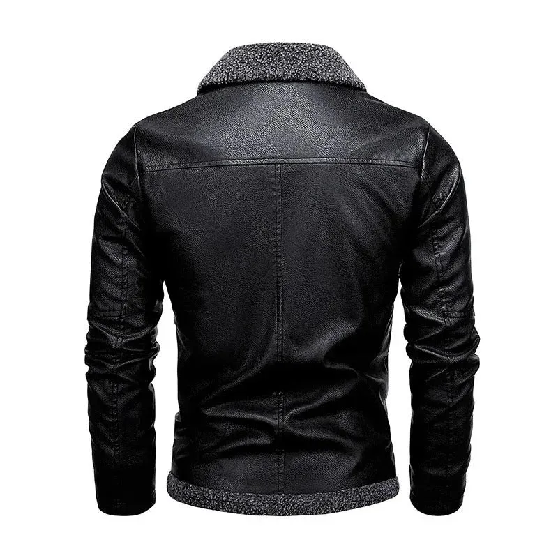 Elegant Fleece Leather Jacket