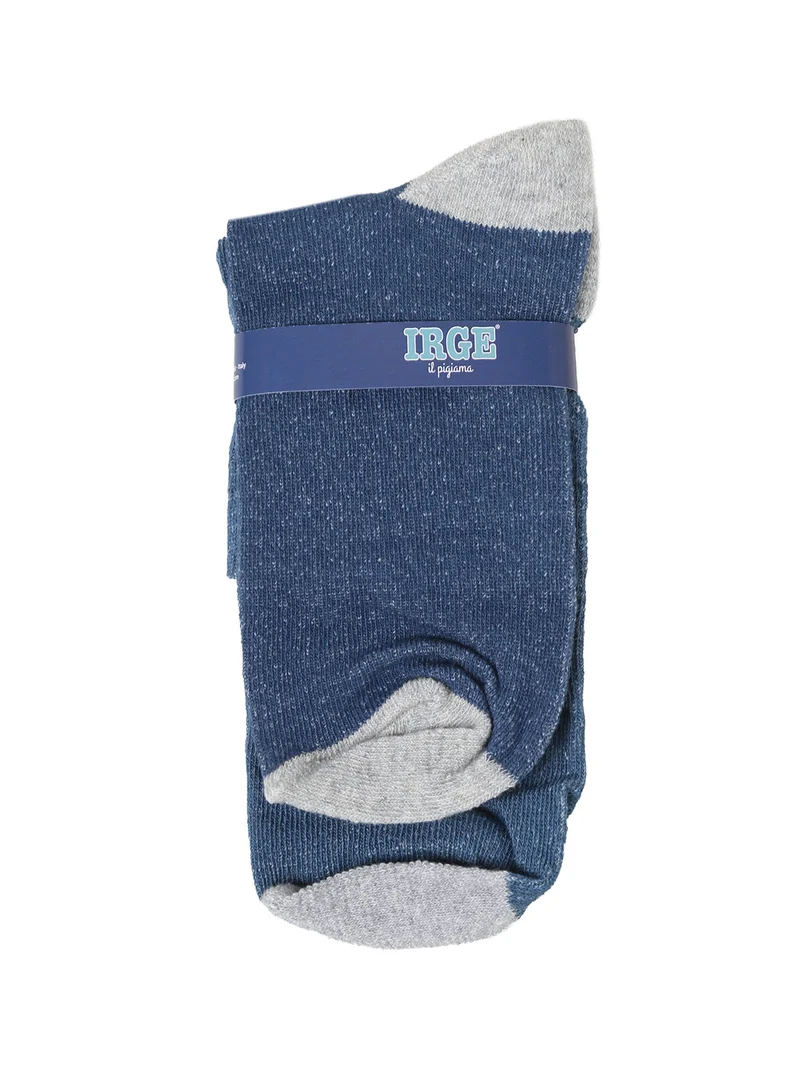 Pigiama lungo da uomo in cotone con pantaloni a quadri e calze incluse - ottanio