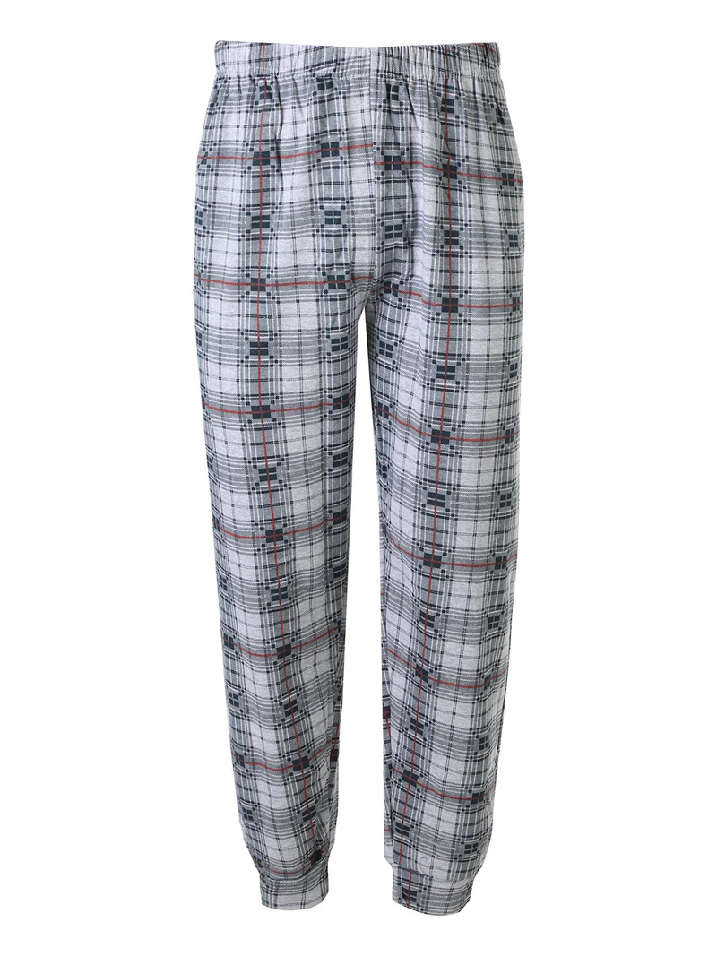 Pigiama lungo da uomo in cotone con pantaloni a quadri e calze incluse - ottanio