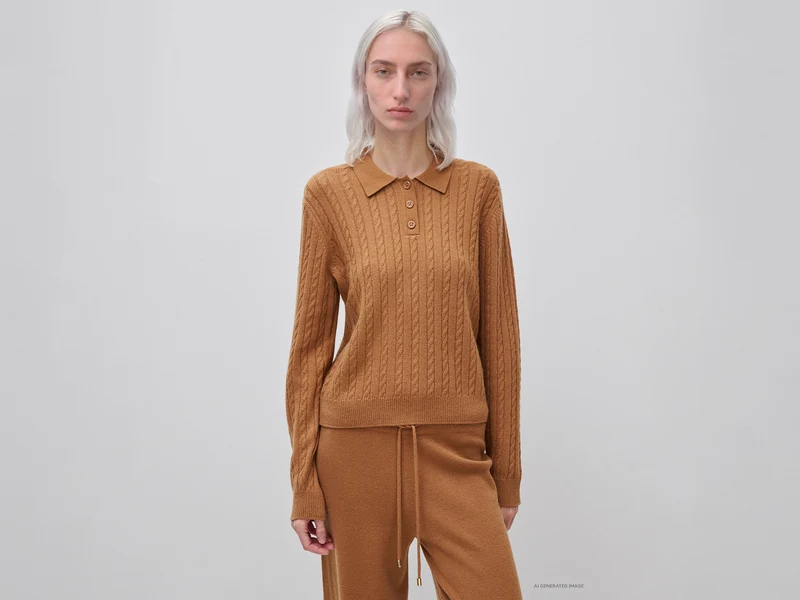 Poloshirt mit Zopfmuster