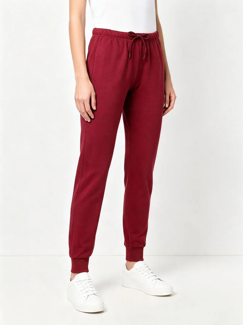 Pantaloni sportivi da donna con polsini e coulisse - bordeaux