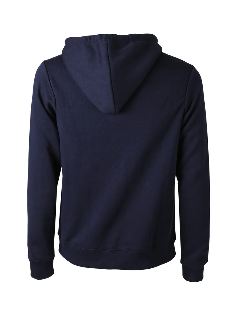 Felpa pesante da uomo con cappuccio e zip - blu scuro