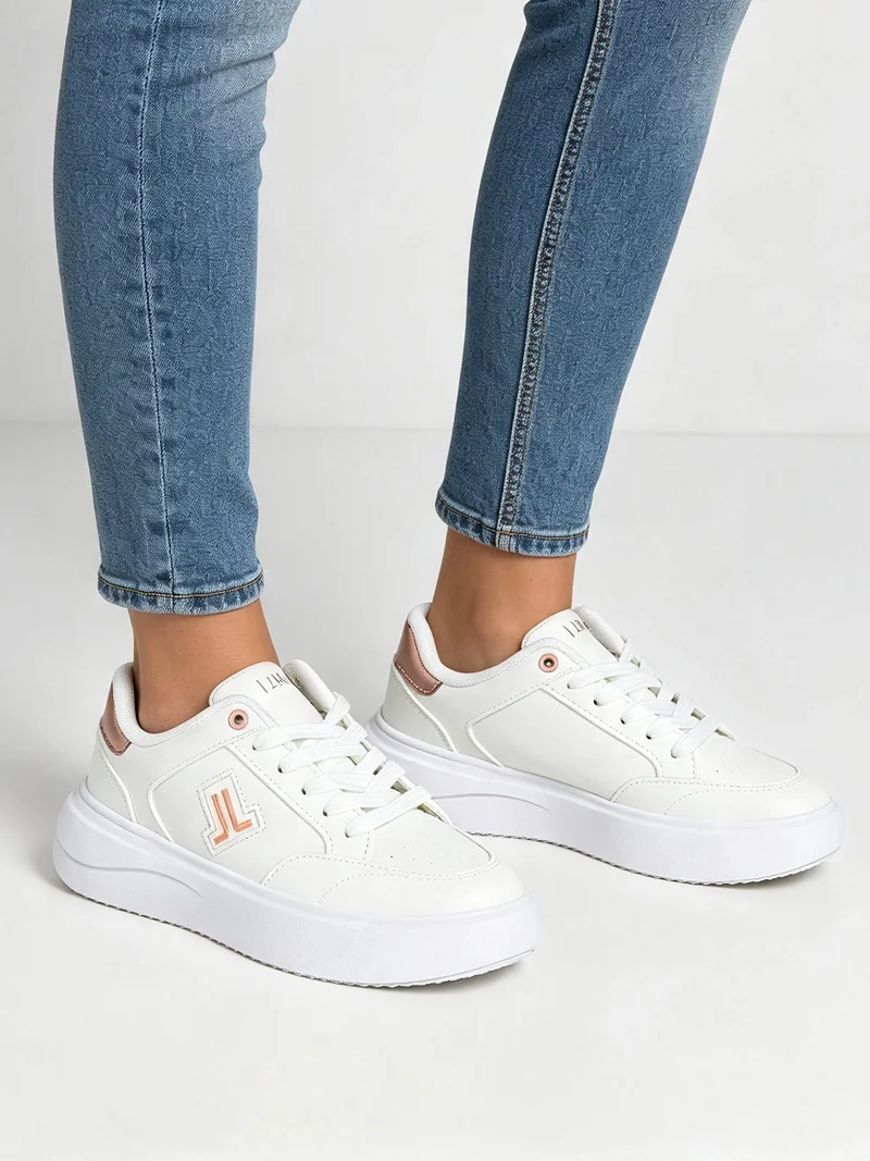 Sneakers donna stringate con dettagli glitter - rosa