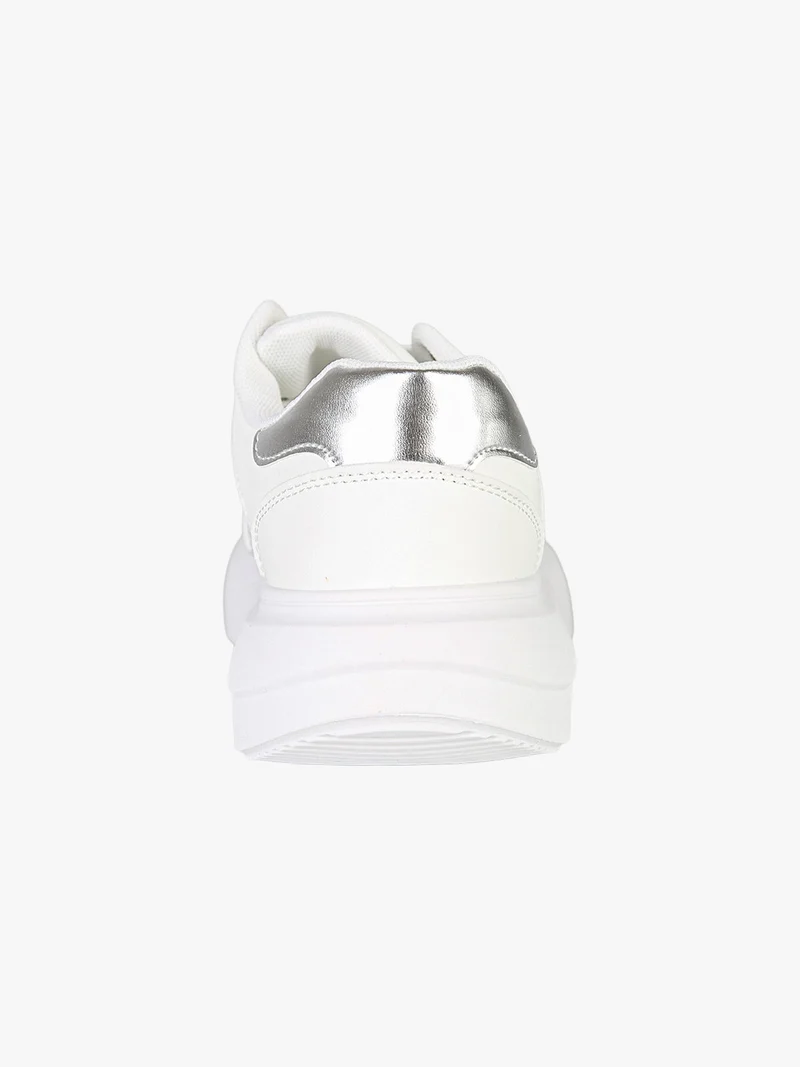 Sneakers donna stringate con dettagli glitter - argento