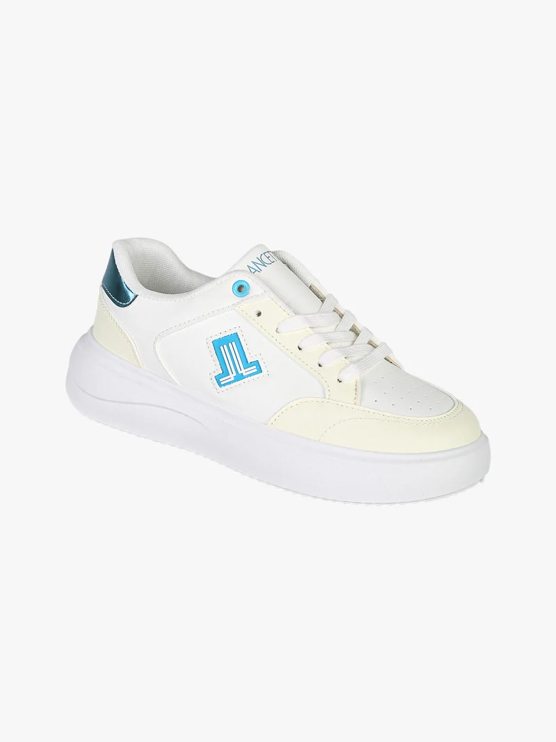 Sneakers donna stringate con dettagli glitter - azzurro