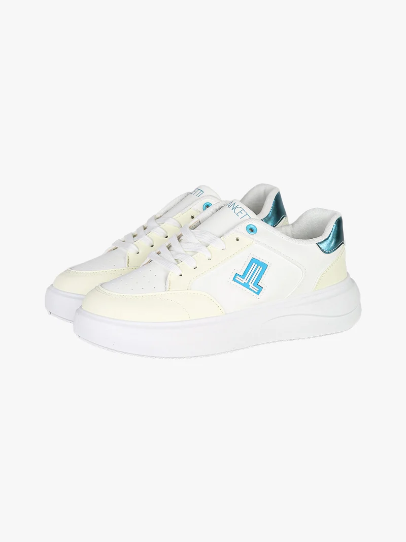 Sneakers donna stringate con dettagli glitter - azzurro