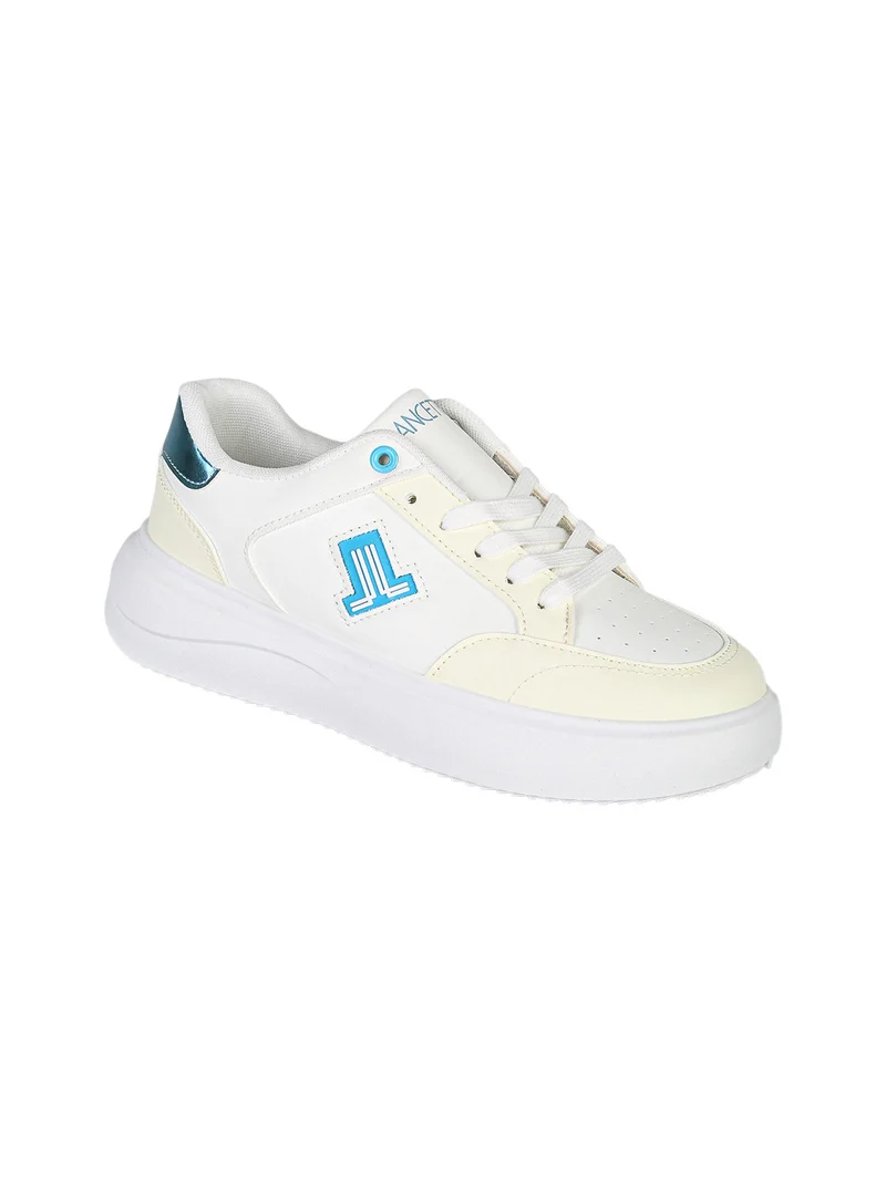 Sneakers donna stringate con dettagli glitter - azzurro
