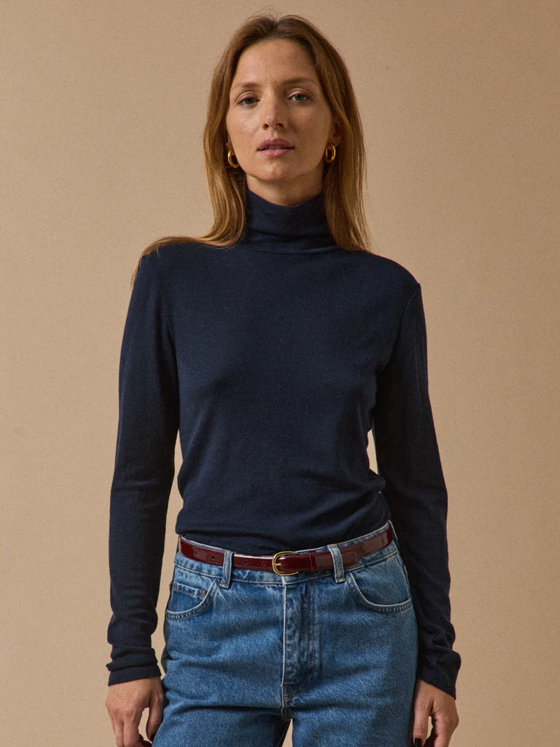 Damenpullover mit Unterpulli aus Jersey-Wolle