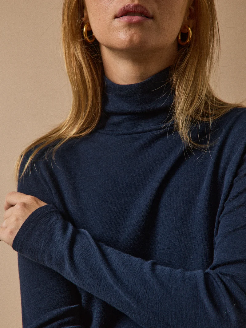 Damenpullover mit Unterpulli aus Jersey-Wolle