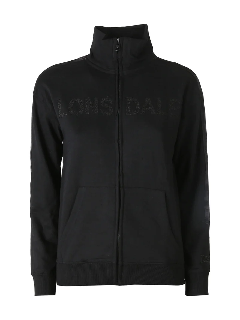 Felpa da donna con zip con interno in caldo cotone - nero