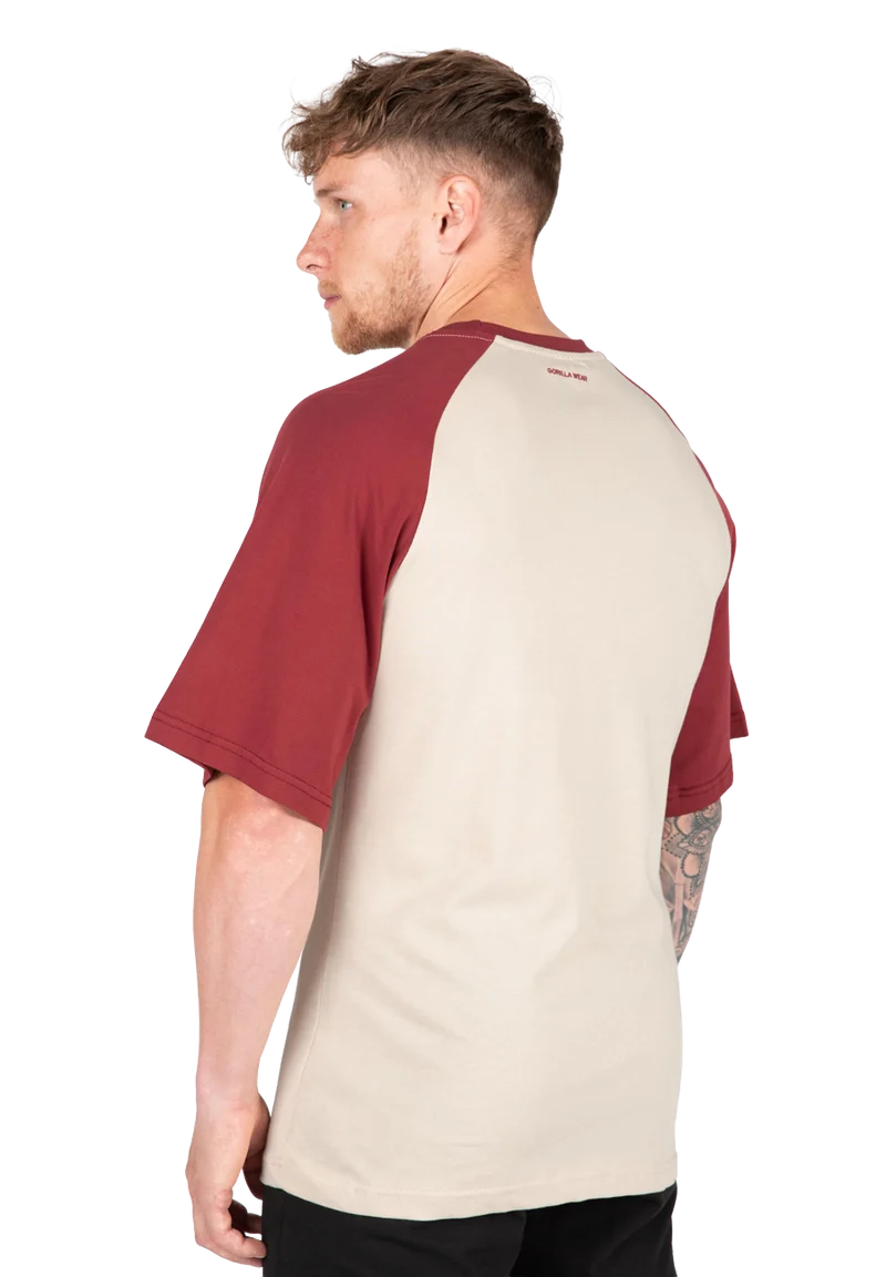Logan Oversized T-Shirt - Beige/Red