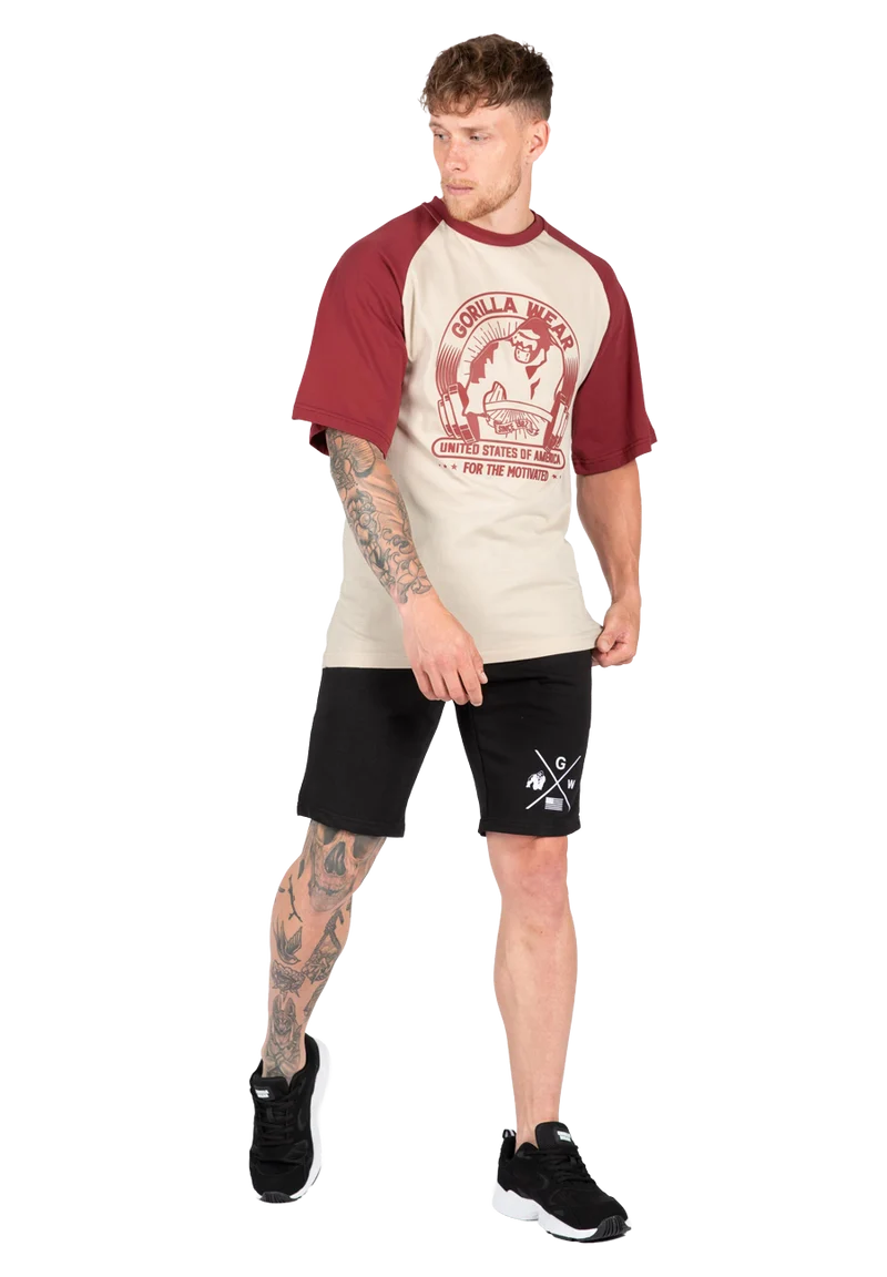 Logan Oversized T-Shirt - Beige/Red