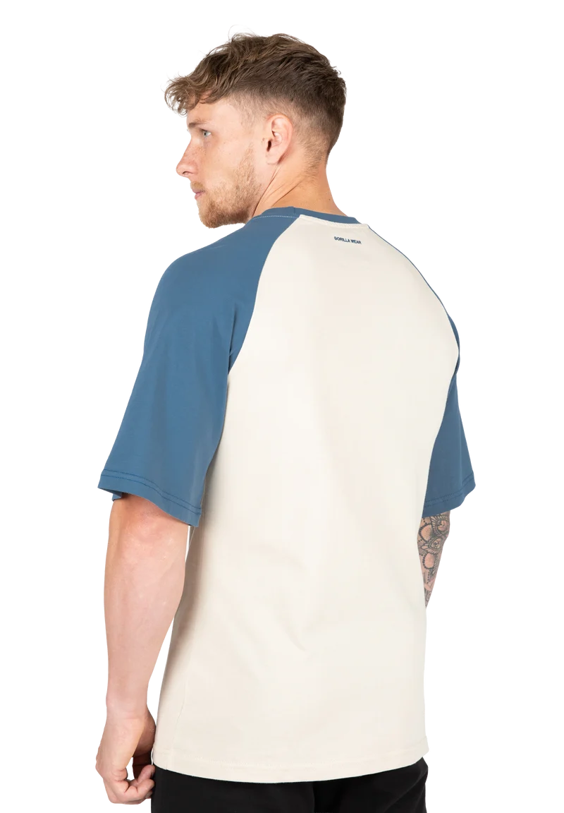 Logan Oversized T-Shirt - Beige/Blue