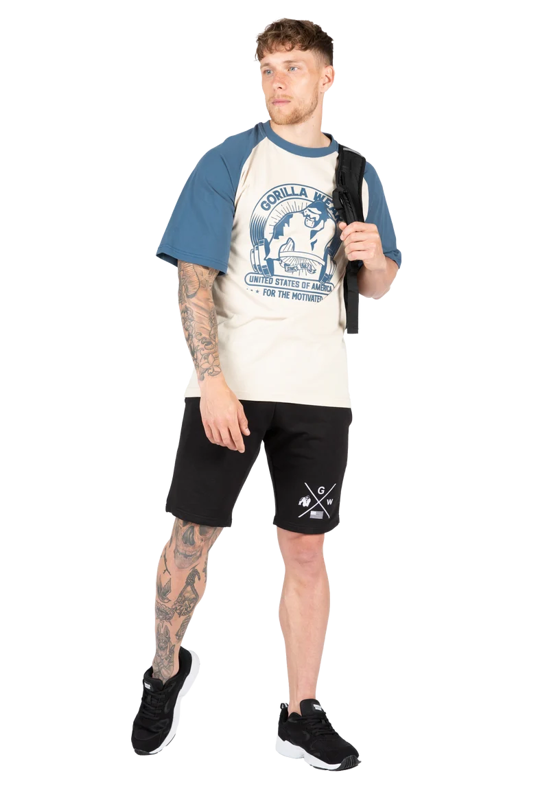 Logan Oversized T-Shirt - Beige/Blue