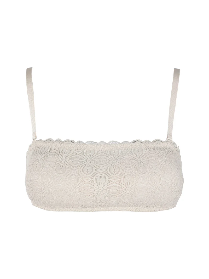904 Reggiseno a fascia in pizzo - sabbia