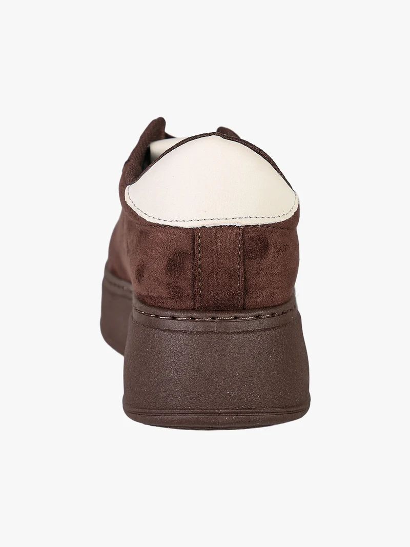 Sneakers donna gioiello in tessuto scamosciato con platform - moro