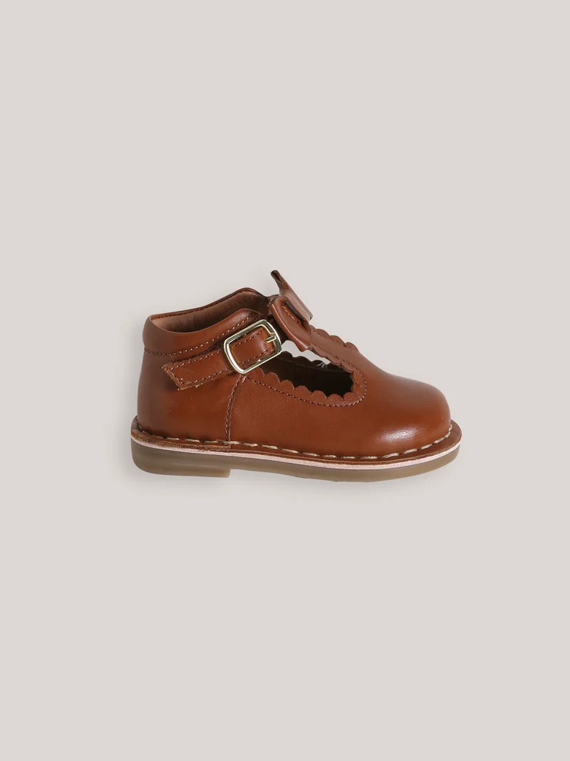 Baby-Spangenschuhe aus Leder mit Zierschleife