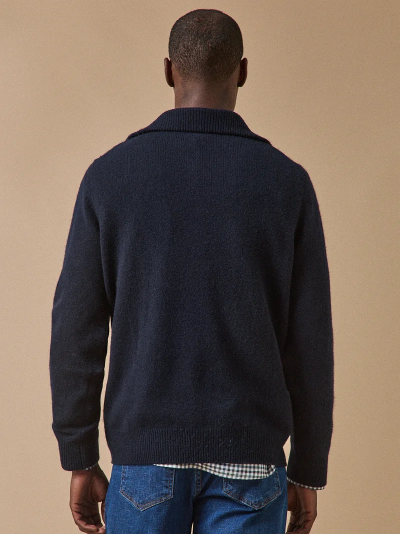 Herrenpullover mit Troyerkragen aus Merinowolle