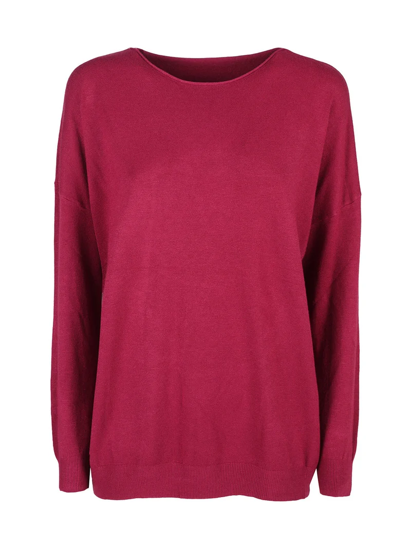 Maglia donna oversize con spalle cadenti - bordeaux