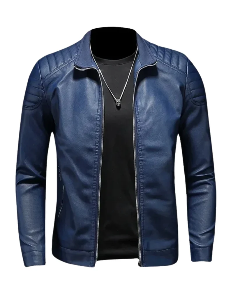 Stand Collar Leather Jacket