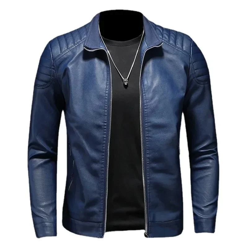 Stand Collar Leather Jacket