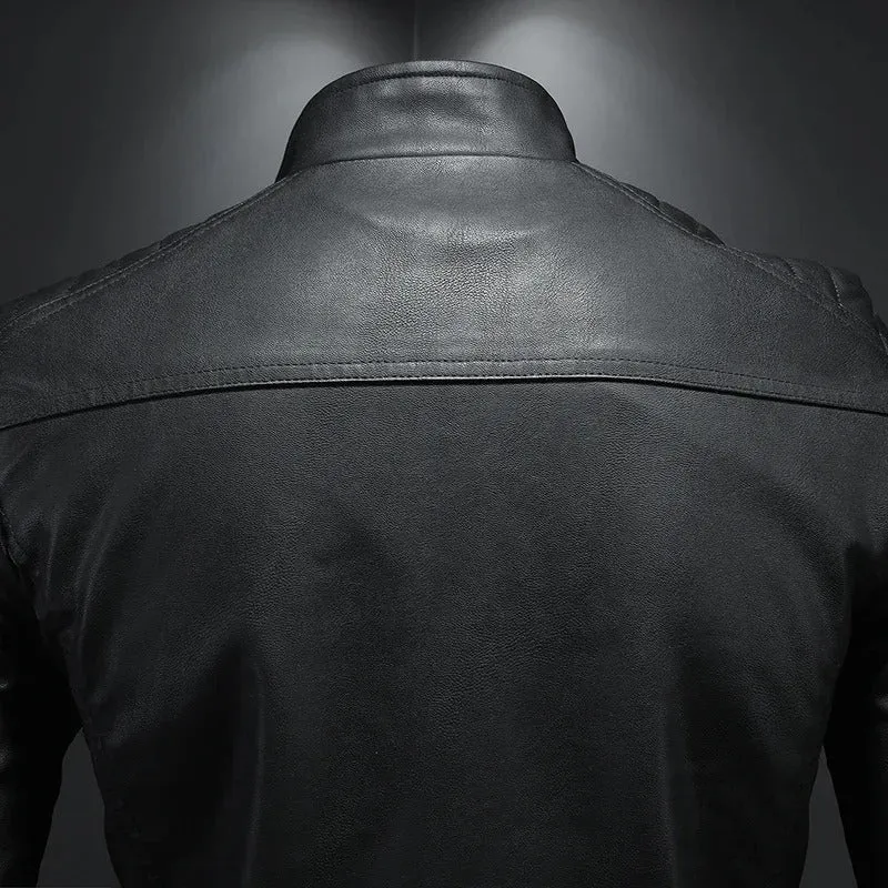 Stand Collar Leather Jacket