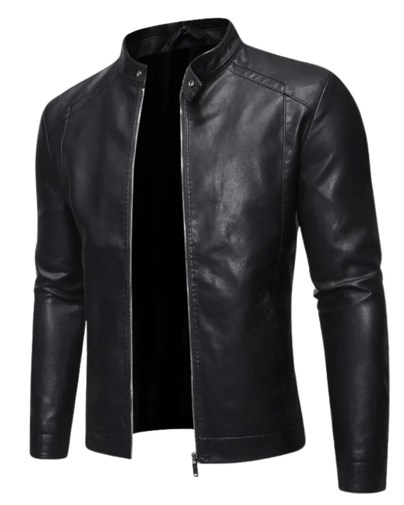 Standing Collar Leather Jacket