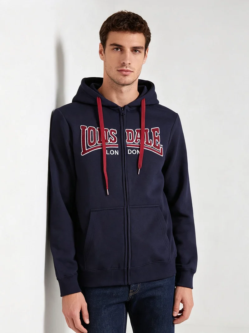 Felpa da uomo con cappuccio e zip con interno felpato - blu scuro